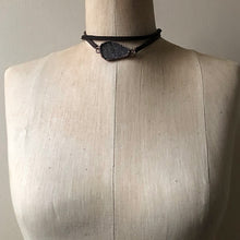 Load image into Gallery viewer, Gray Druzy and Leather Wrap Bracelet/Choker #5 - Ready to Ship