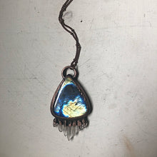 Load image into Gallery viewer, Labradorite Tear Drop Necklace with Clear Quartz Points - Spring Equinox Collection