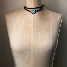 Load image into Gallery viewer, Amazonite Heart and Leather Wrap Bracelet/Choker