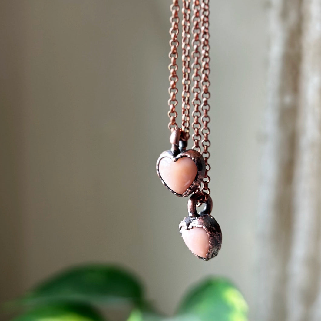 Pink Opal Heart Necklace - Ready to Ship