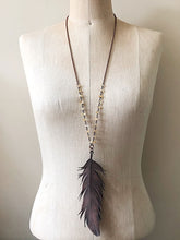 Load image into Gallery viewer, Electroformed Large Wild Feather & Raw Citrine Necklace (Icarus Soaring)