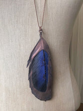 Load image into Gallery viewer, Large Blue Macaw Feather Necklace - Ready to Ship