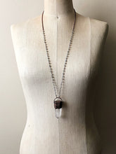Load image into Gallery viewer, Feather Bezel Polished Clear Quartz Point Necklace on Sterling Silver & Labradorite Rosary Chain - Ready to Ship (5/17 Update)