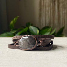 Load image into Gallery viewer, Silver Obsidian and Leather Wrap Bracelet/Choker - Ready to Ship