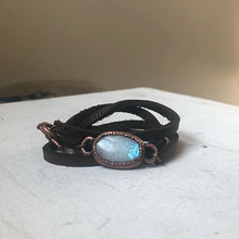 Load image into Gallery viewer, Rainbow Moonstone & Leather Wrap Bracelet/Choker - Ready to Ship