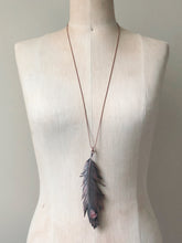 Load image into Gallery viewer, Electroformed Wild Feather Necklace with Pink Amethyst Cluster