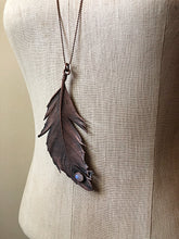 Load image into Gallery viewer, Electroformed Feather and Rainbow Moonstone Necklace #2 - Ready to Ship (Flower Moon Collection)