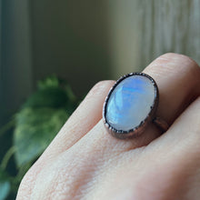 Load image into Gallery viewer, Rainbow Moonstone Ring - Oval #4 (Size 6.25) - Ready to Ship
