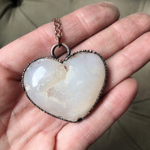 Load image into Gallery viewer, White Agate Druzy “Broken Open” Heart Necklace #1 - Ready to Ship
