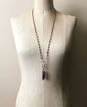Load image into Gallery viewer, Copper Crystal Point Necklace on Aged Copper & Amazonite Rosary Chain - Ready to Ship (5/17 Update)