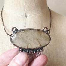 Load image into Gallery viewer, Rutile Quartz Oval with Clear Quartz Points Necklace - Ready to Ship