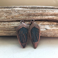 Load image into Gallery viewer, Electroformed Macaw Feather Earrings #1 - Ready to Ship (5/17 Update)