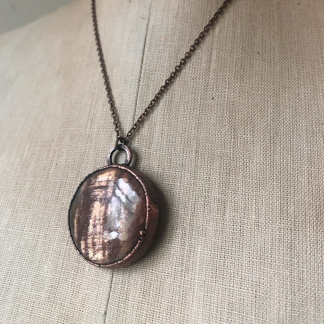Round Sunstone Necklace #1 - Ready to Ship