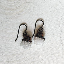 Load image into Gallery viewer, Clear Quartz Druzy Hanging Earrings - Made to Order