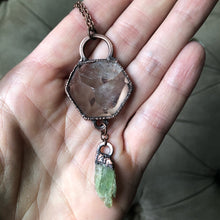 Load image into Gallery viewer, Clear Quartz Hexagon & Raw Green Kyanite Necklace