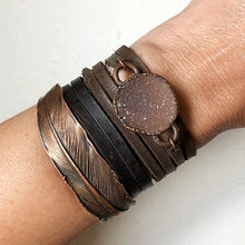 Load image into Gallery viewer, Druzy Wrap Bracelet/Choker - Light Gray (Flower Moon Collection)