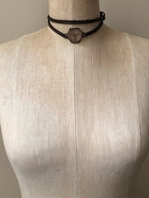 Load image into Gallery viewer, Clear Quartz Hexagon and Leather Wrap Bracelet/Choker (Satya Collection)