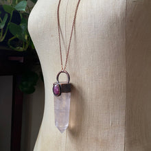 Load image into Gallery viewer, Rose Quartz Point with Pink Sapphire Necklace - Ready to Ship
