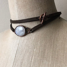 Load image into Gallery viewer, Rainbow Moonstone & Leather Wrap Bracelet/Choker #1 (5/17 Update)