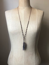 Load image into Gallery viewer, Electroformed Dark Gray Feather Necklace #2 (Ready to Ship) - Darkness Calling Collection