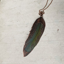 Load image into Gallery viewer, Electroformed Blue & Green Macaw Feather Necklace #2 - Ready to Ship