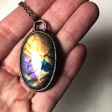 Load image into Gallery viewer, Large Labradorite Oval Necklace (Multi-Colored)- Ready to Ship