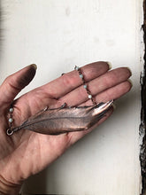 Load image into Gallery viewer, Electroformed Wild Feather Necklace with Amazonite Accent Chain (Horizontal Style) - Moksha Collection