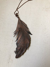 Load image into Gallery viewer, Electroformed Feather and Rainbow Moonstone Necklace #2 - Ready to Ship (Flower Moon Collection)