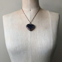 Load image into Gallery viewer, Dark Amethyst Druzy Heart Necklace #2 - Ready to Ship