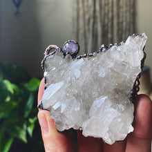 Load image into Gallery viewer, Clear Quartz Cluster & Pink Sapphire Statement Necklace