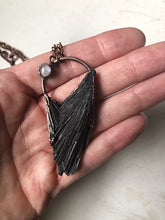 Load image into Gallery viewer, Black Kyanite and Rainbow Moonstone Necklace #2 (Ready to Ship) - Darkness Calling Collection
