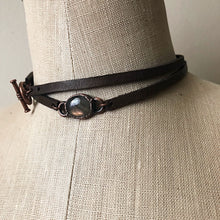 Load image into Gallery viewer, Labradorite and Leather Wrap Bracelet/Choker #4 (5/17 Update)