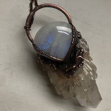 Load image into Gallery viewer, Candle Quartz & Rainbow Moonstone Statement Necklace - Ready to Ship
