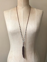Load image into Gallery viewer, Electroformed Feather & Amazonite Necklace #2 (Satya Collection)