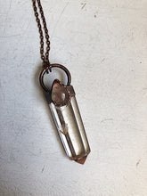 Load image into Gallery viewer, Polished Clear Quartz Point & Teardrop Golden Rutilated Quartz Necklace #2 (Icarus Soaring)