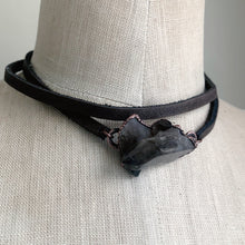 Load image into Gallery viewer, Smoky Quartz Cluster & Leather Wrap Bracelet/Choker - Ready to Ship