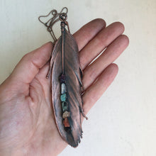 Load image into Gallery viewer, Electroformed Feather Necklace with Raw Chakra Stones #3 - Ready to Ship