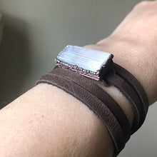 Load image into Gallery viewer, Selenite and Leather Wrap Bracelet/Choker - Made to Order