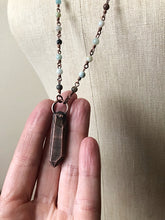 Load image into Gallery viewer, Copper Crystal Point Necklace on Aged Copper & Amazonite Rosary Chain - Ready to Ship (5/17 Update)