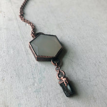Load image into Gallery viewer, White Moonstone Hexagon and Dravite Necklace #3 - Ready to Ship