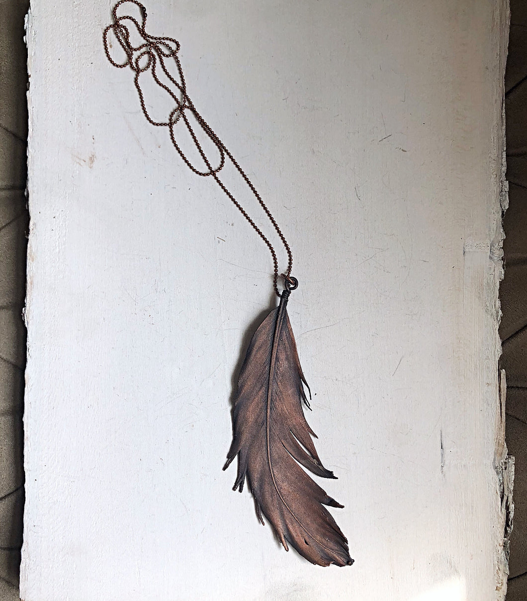Electroformed Large Wild Feather Necklace (Icarus Soaring)