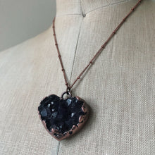 Load image into Gallery viewer, Dark Amethyst Druzy Heart Necklace #1 - Ready to Ship