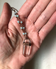 Load image into Gallery viewer, Polished Clear Quartz Point Necklace with Amazonite Accented Chain (Satya Collection)
