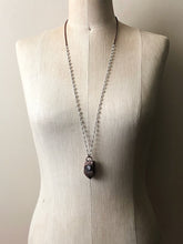 Load image into Gallery viewer, Copper Crystal Point with Rainbow Moonstone Necklace on Sterling Silver & Moonstone Rosary Chain - Ready to Ship (5/17 Update)