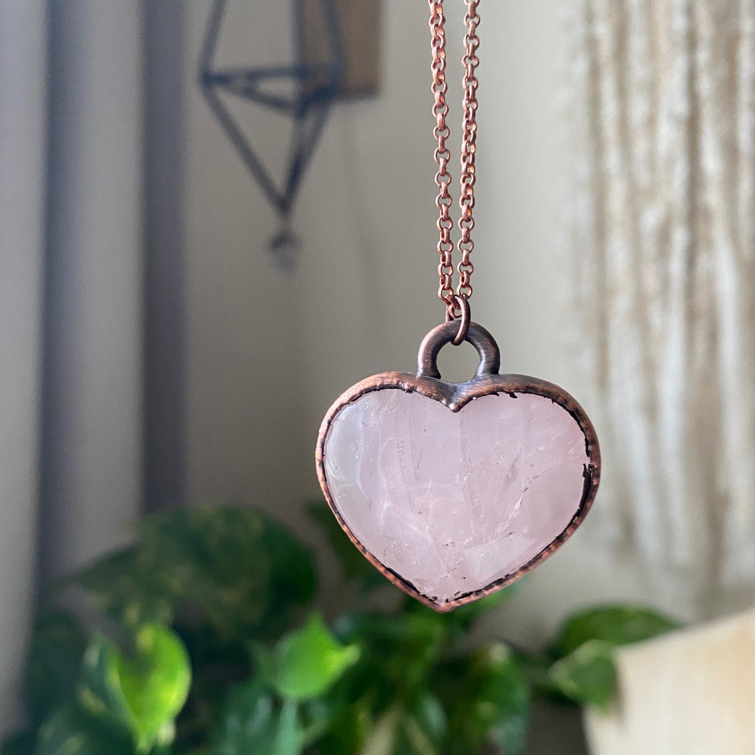 Rose Quartz Heart Necklace #1
