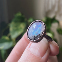 Load image into Gallery viewer, Rainbow Moonstone Ring - Oval #1 (Size 4.25) - Ready to Ship