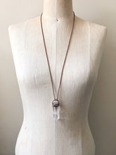 Load image into Gallery viewer, Polished Clear Quartz Point & Golden Rutilated Quartz Topped Necklace #2 (Icarus Soaring)