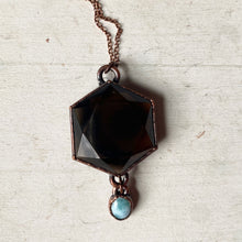 Load image into Gallery viewer, Smoky Quartz Hexagon & Larimar Necklace - Ready to Ship