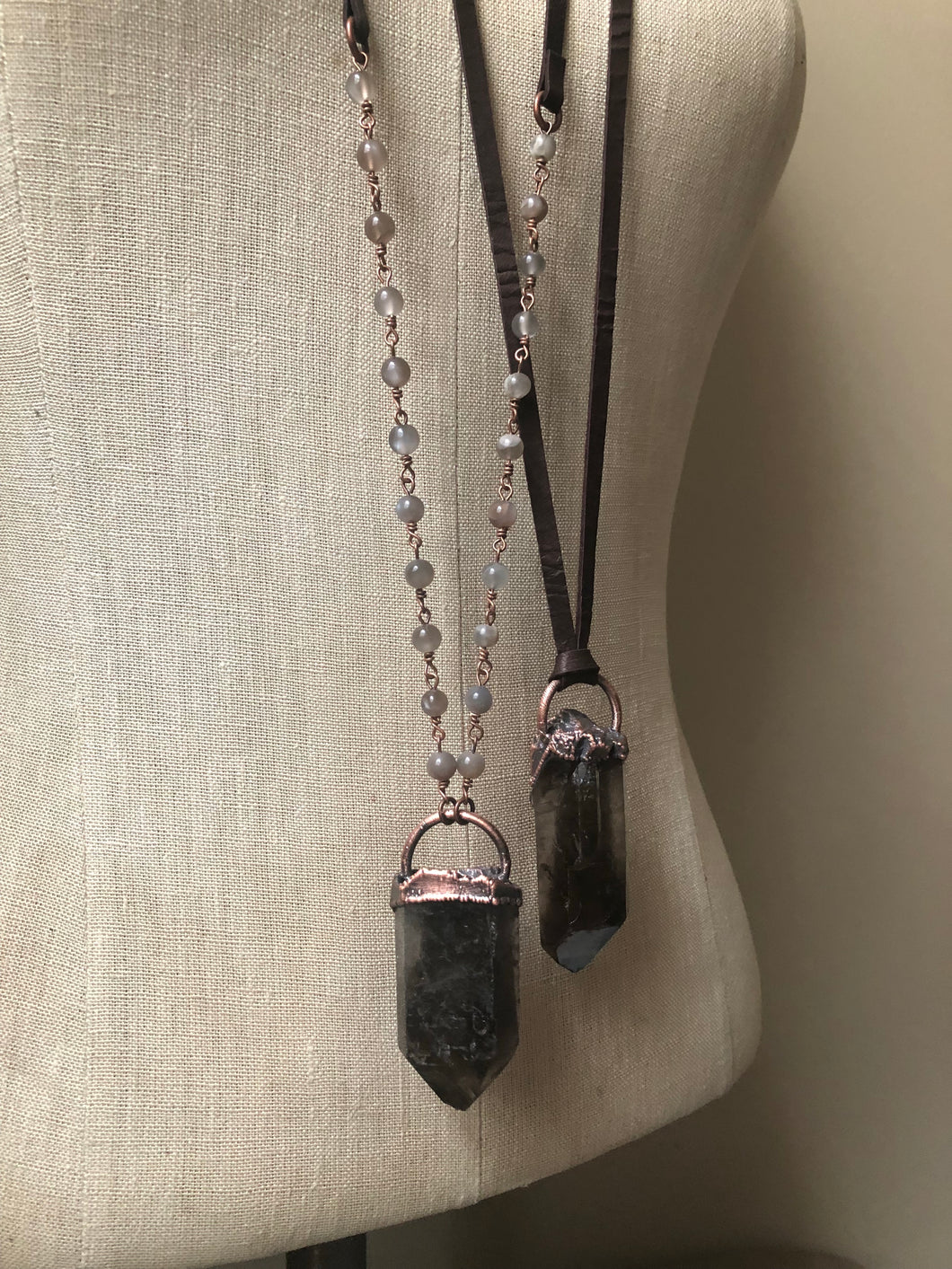 Raw Smoky Quartz Point Necklace (Ready to Ship) - Darkness Calling Collection