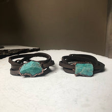 Load image into Gallery viewer, Raw Amazonite and Leather Wrap Bracelet/Choker - Made to Order